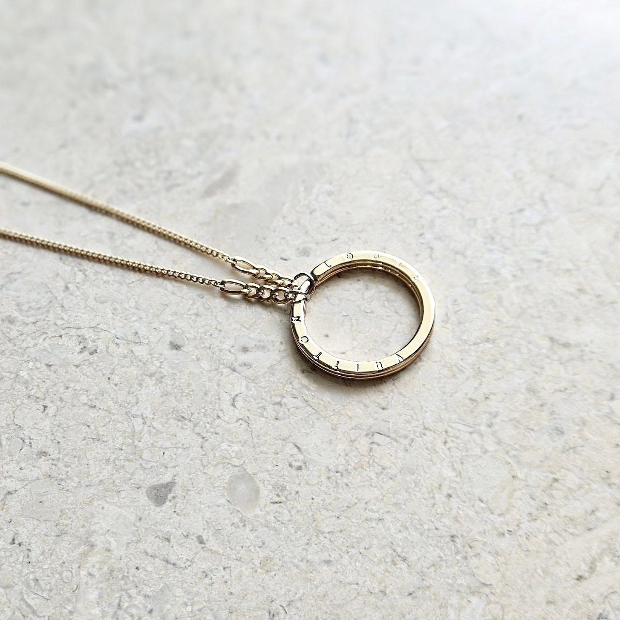 LV Gold Circle Charm Necklace