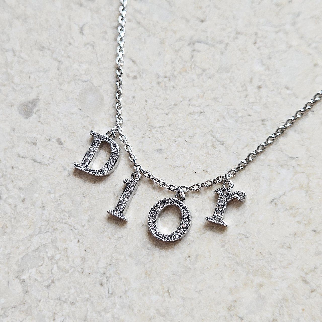 Dior Rhinestone Spellout Necklace