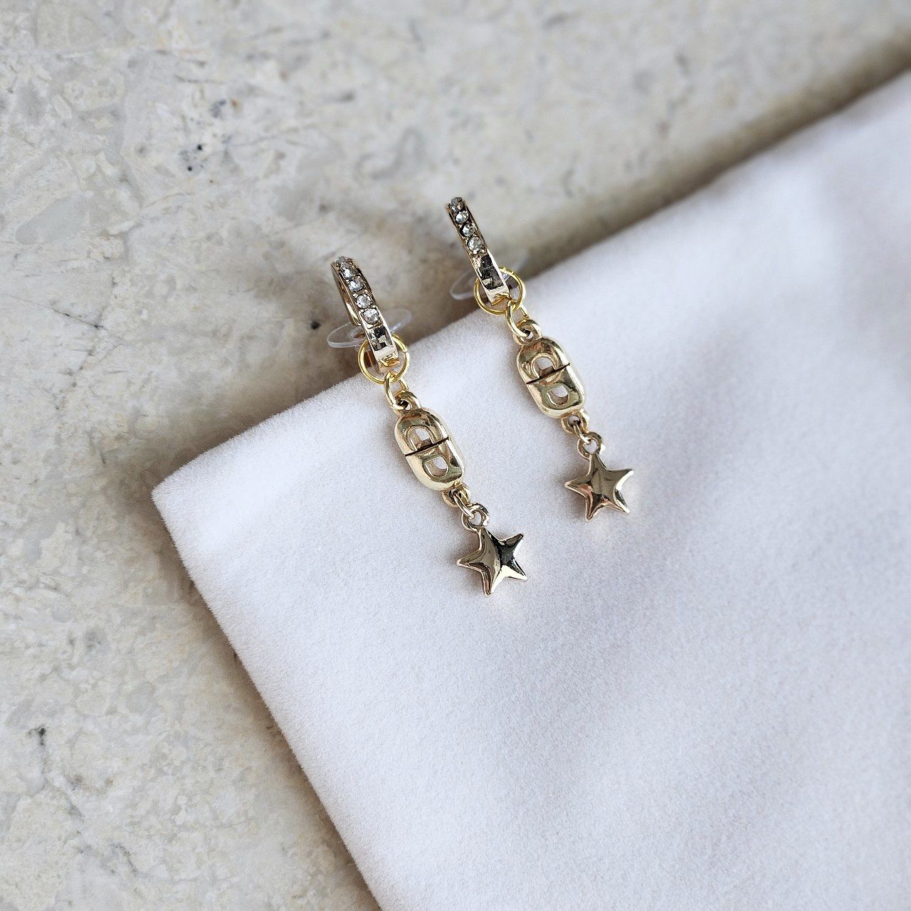 Dior Star Gold Rhinestone Earrings