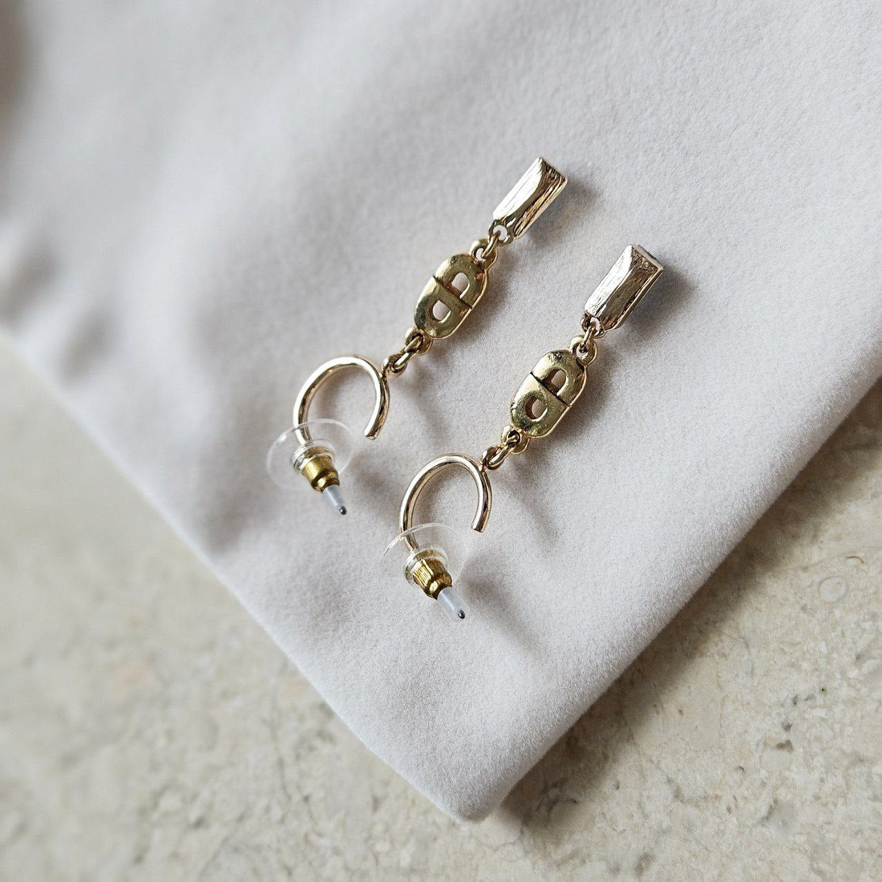 Dior Gold Charm Turquoise Crystal Earrings