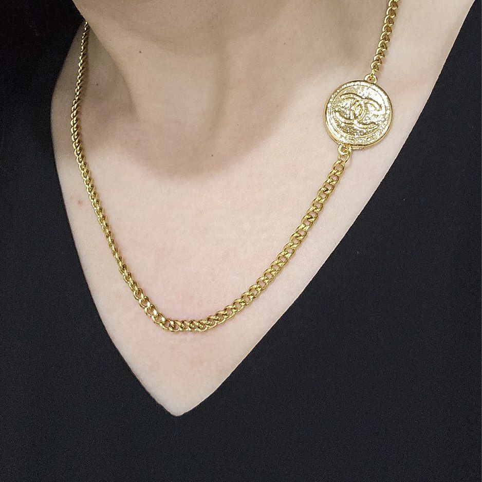 Chanel Asymmetrical Vintage Gold Necklace