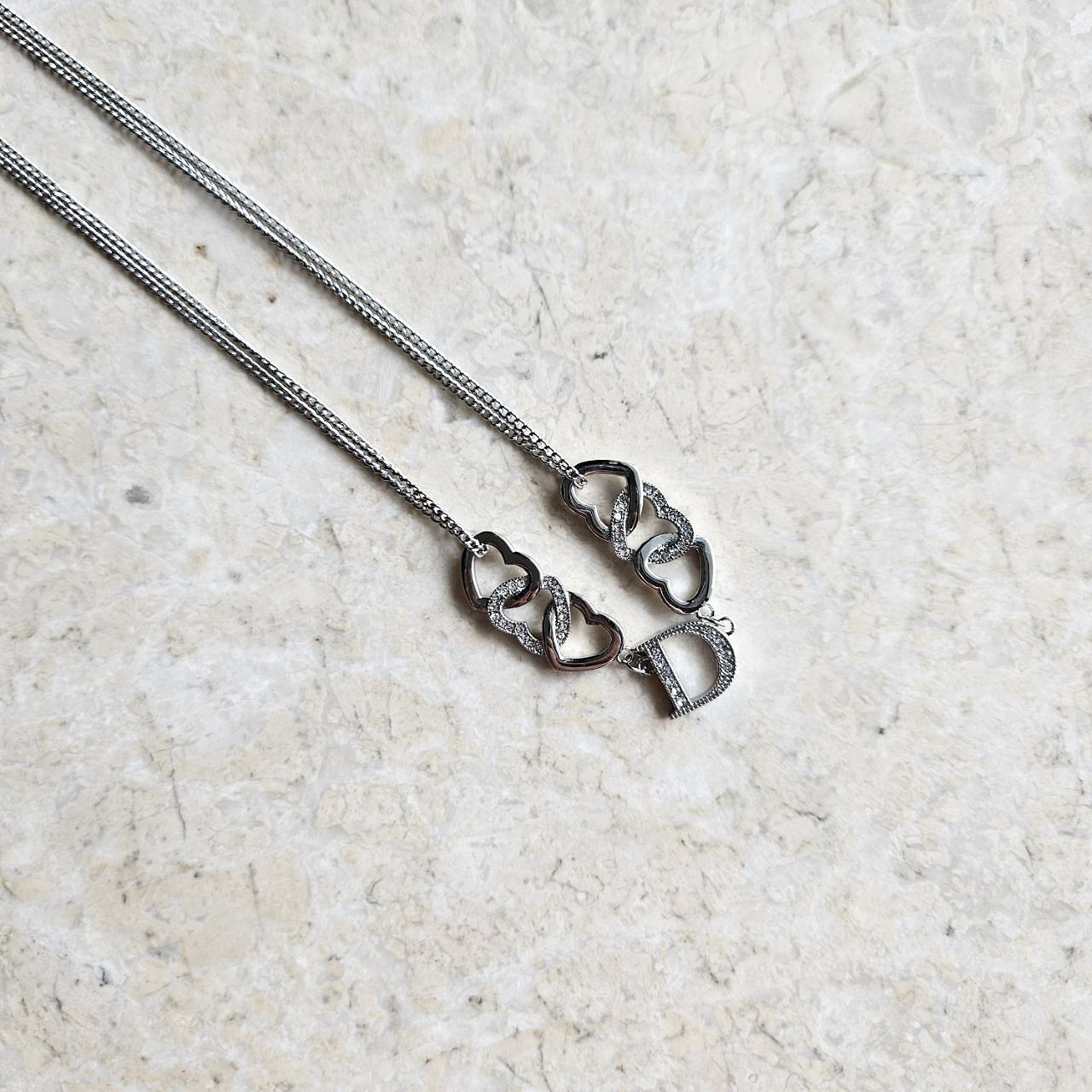 Dior Silver Multi Heart Necklace