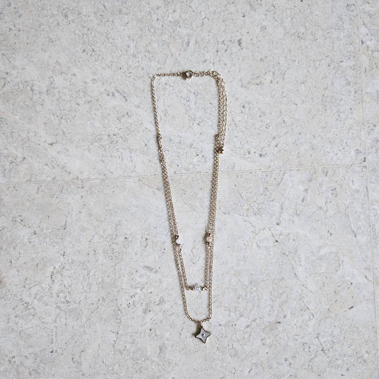 LV White Petal Layered Necklace