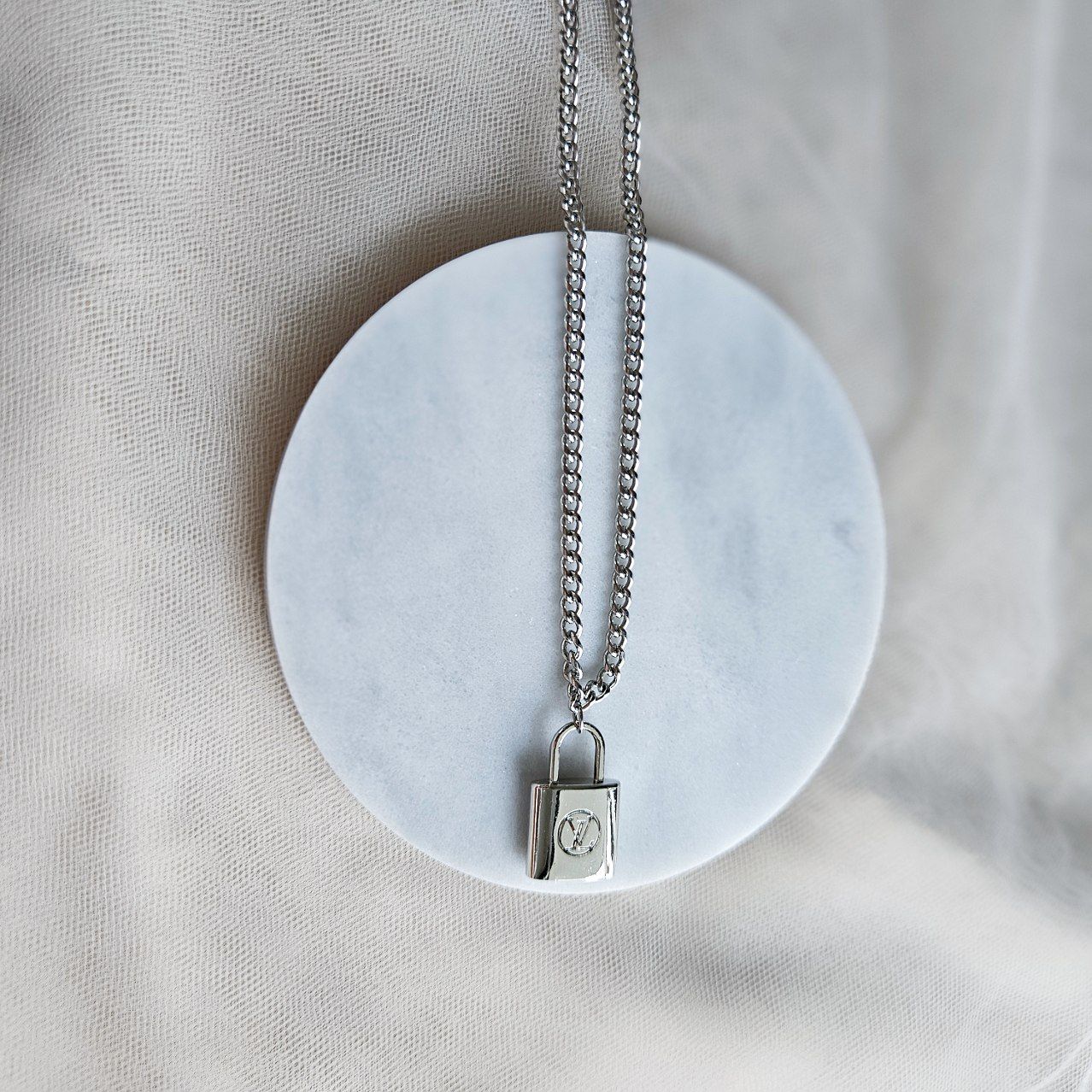 LV Silver Lock Necklace (Redesigned)