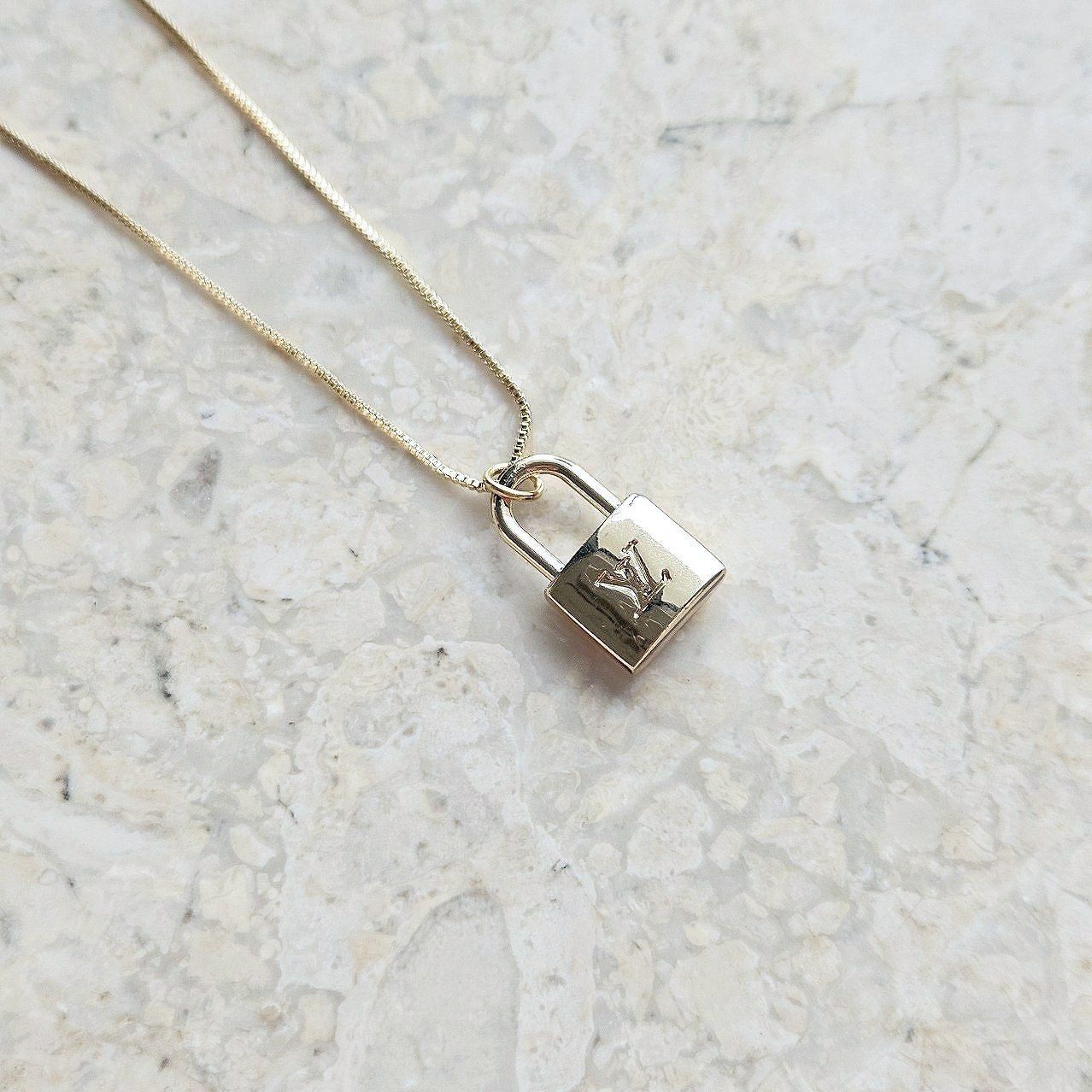 Dainty on sale lock necklace