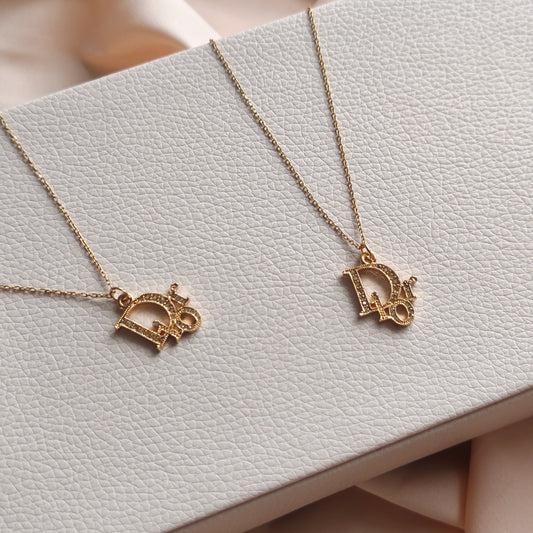 Vintage Dior Rhinestone Monogram Necklace (Redesigned)