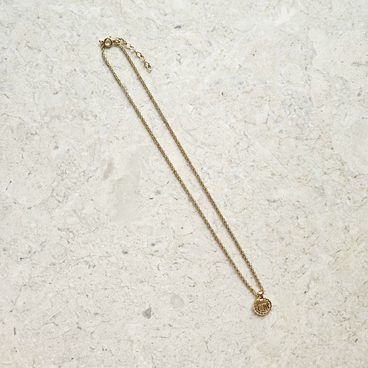 Dior Gold Monogram Logo Necklace