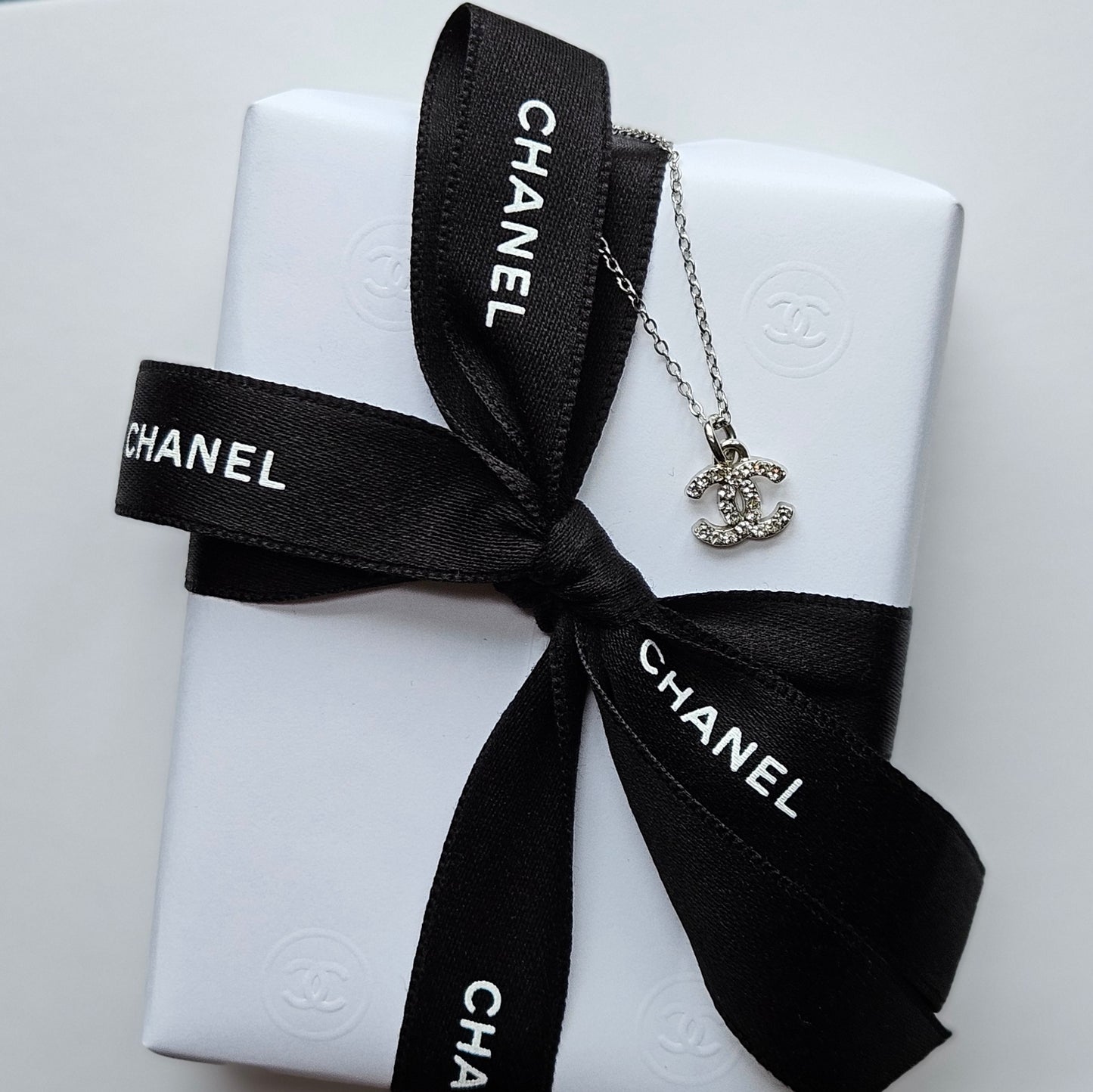 Chanel Dainty Rhinestone Silver Necklace (Redesigned)