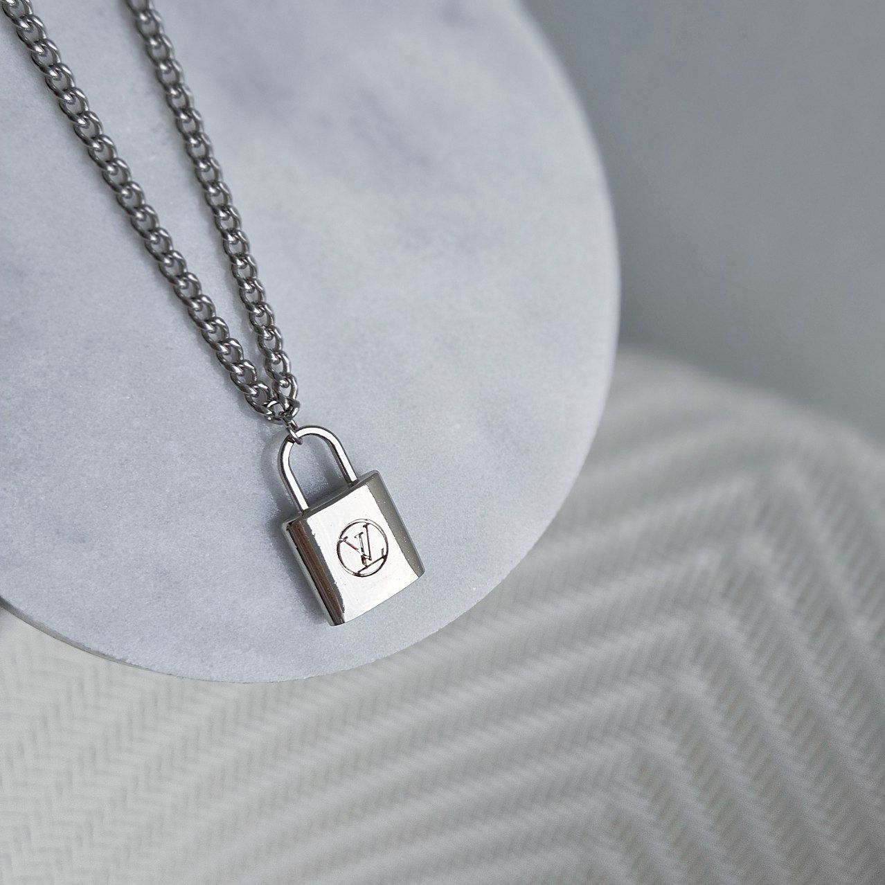 LV Silver Lock Necklace (Redesigned)