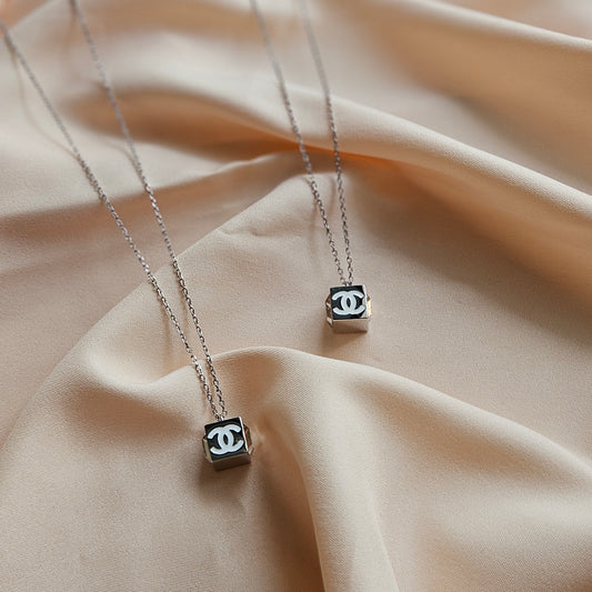 Chanel Silver Cube Dainty Necklace (Redesigned)