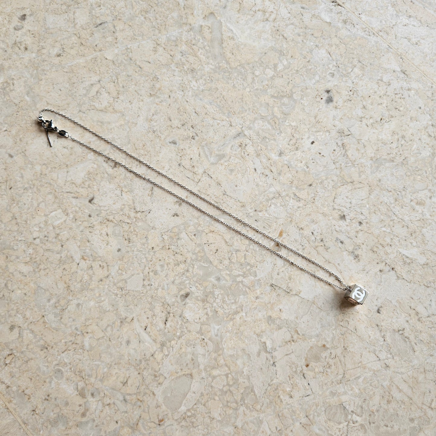 Chanel Silver Cube Dainty Necklace (Redesigned) - Ethereal Gift