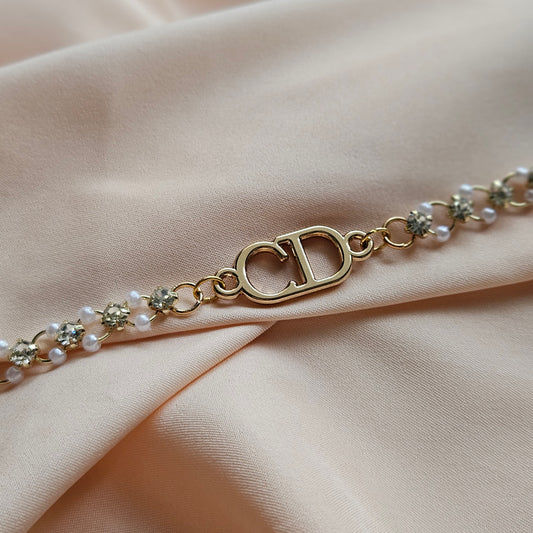 Dior Rhinestone Dainty Pearl Choker (Redesigned)