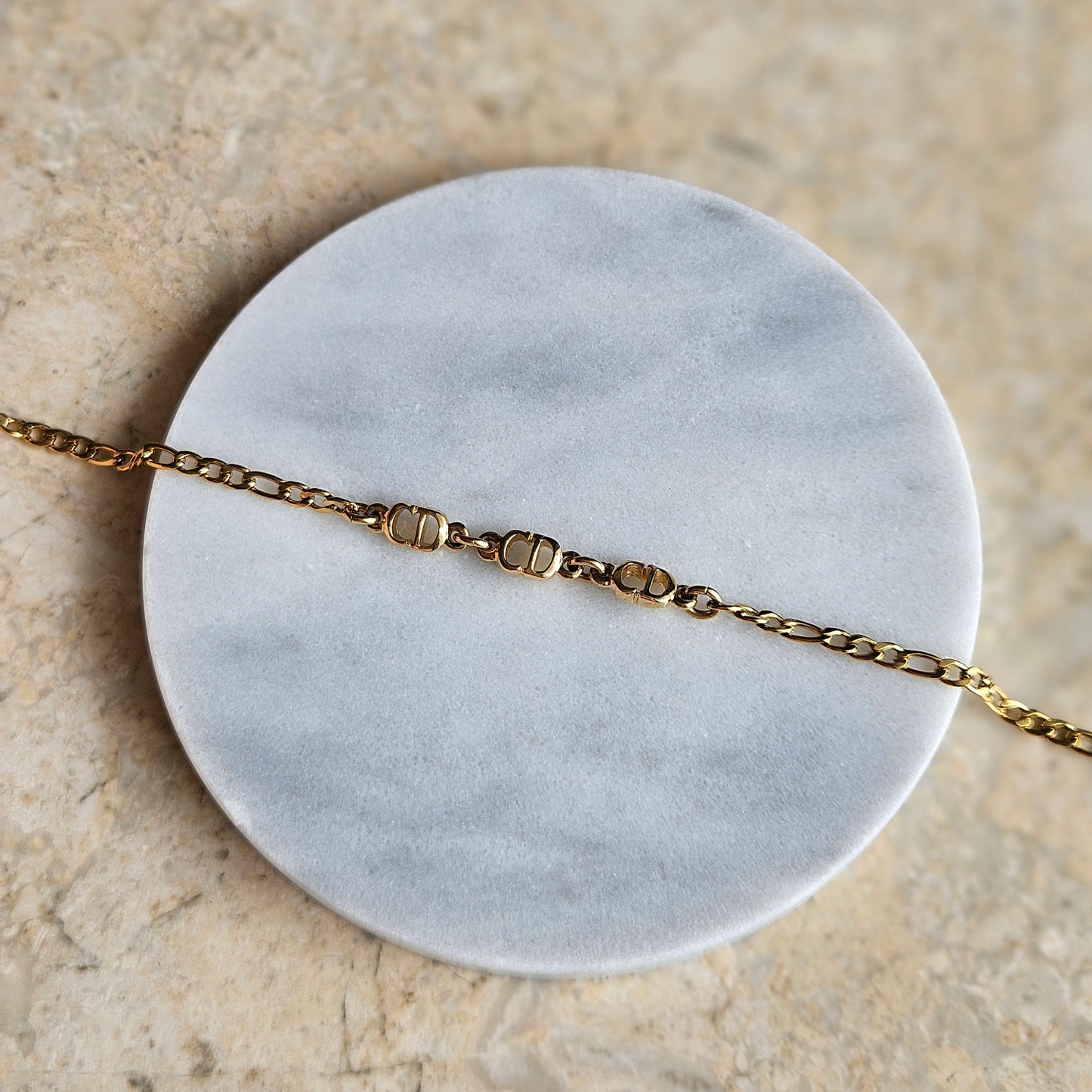 Dainty Dior Trio Gold Figaro Bracelet (Redesigned)