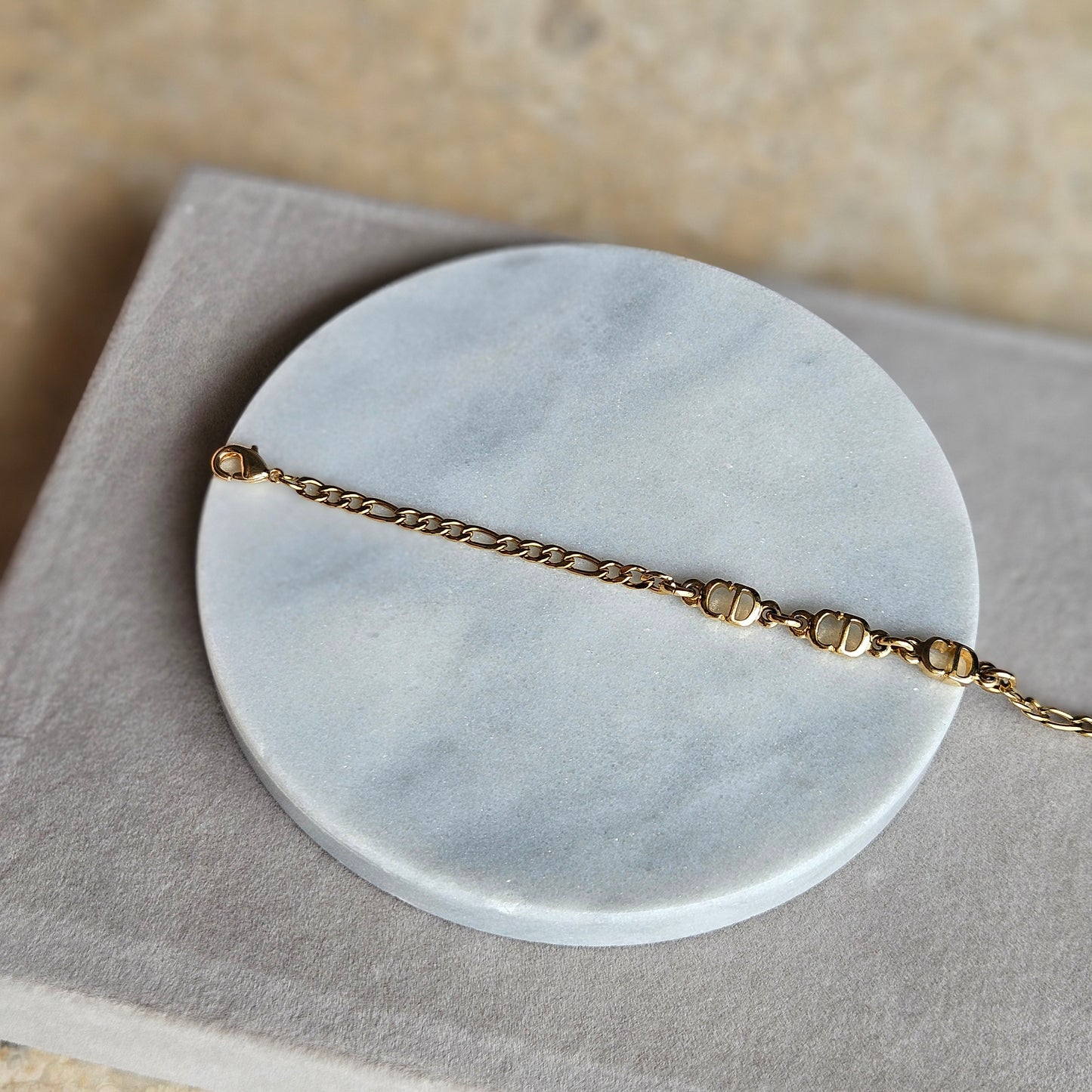 Dainty Dior Trio Gold Figaro Bracelet (Redesigned)