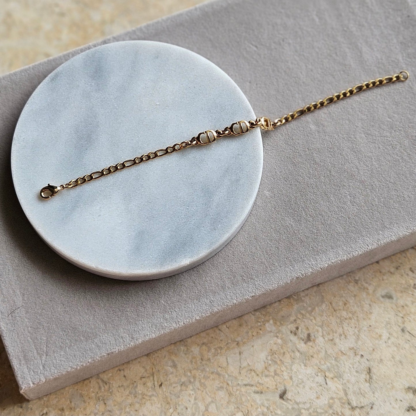 Dainty Dior Trio Gold Figaro Bracelet (Redesigned)