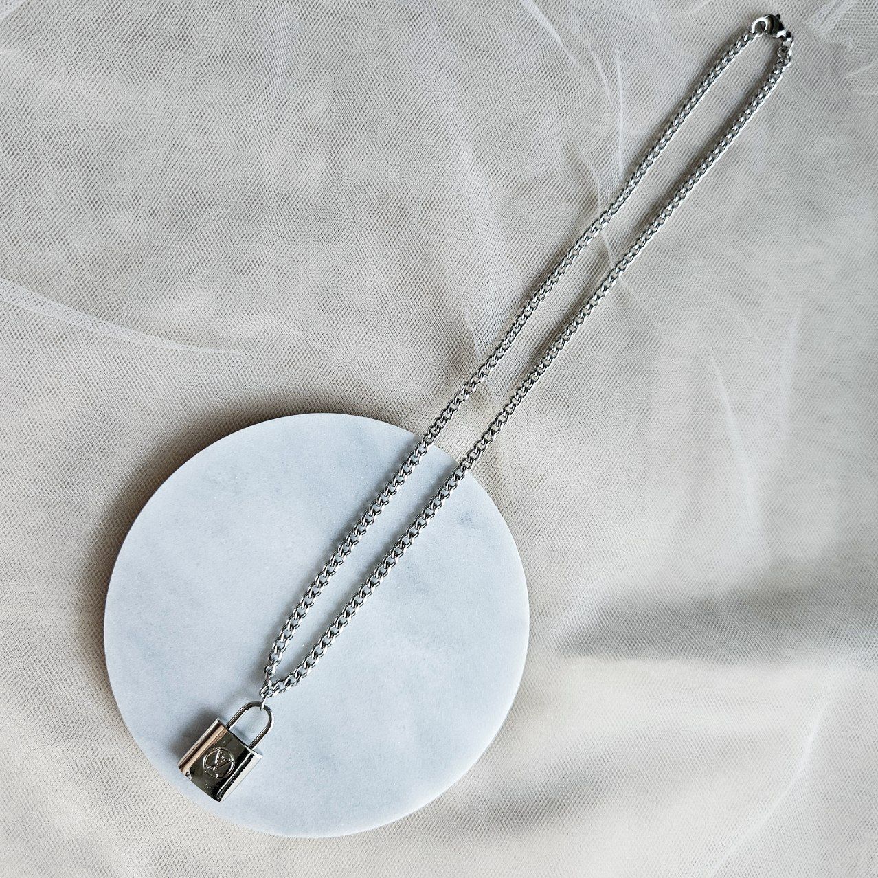 LV Silver Lock Necklace (Redesigned)
