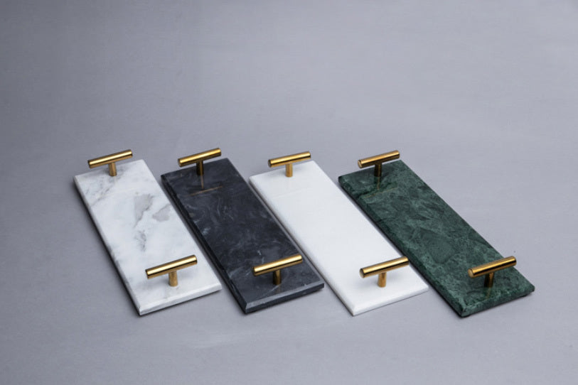 Marble Tray with Gold Handle