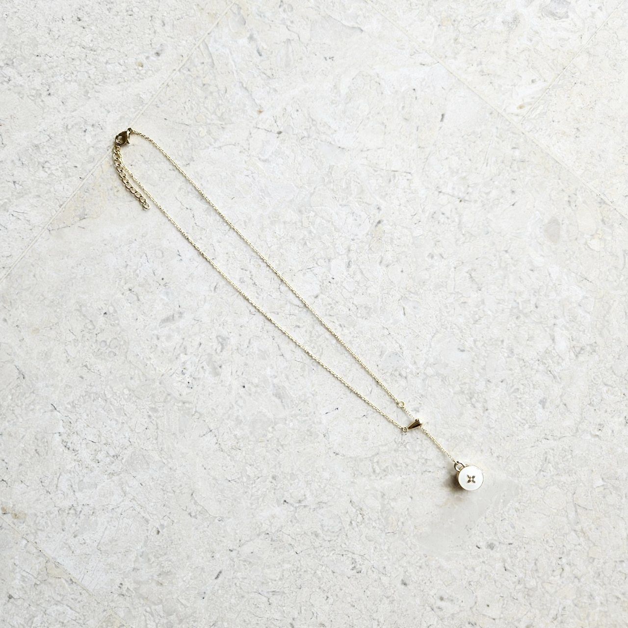 LV White Pastille Charm Gold Necklace