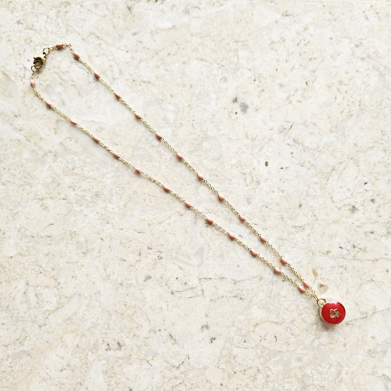 LV Red Pastille Charm Necklace