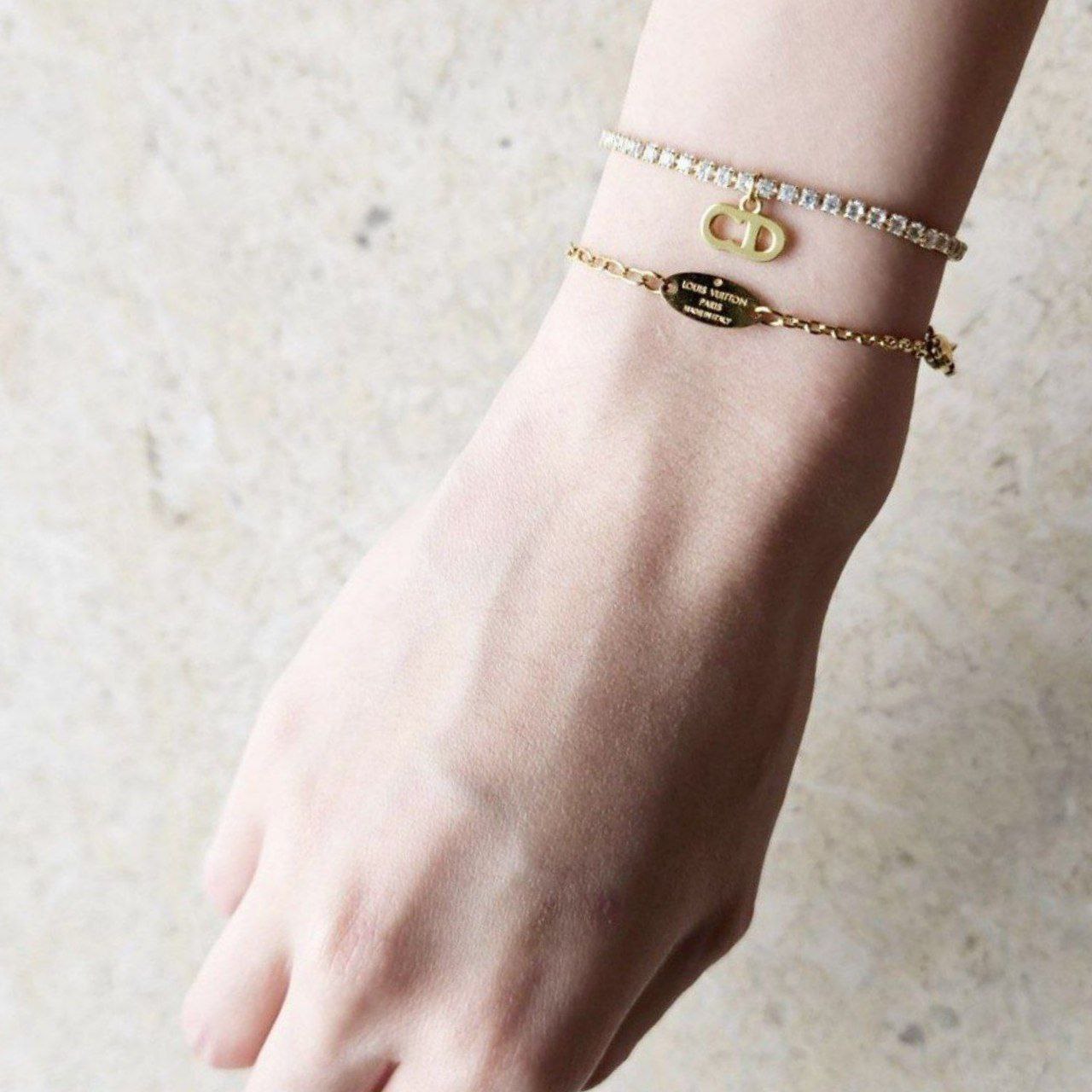Dior Rhinestone 18K Gold Bracelet