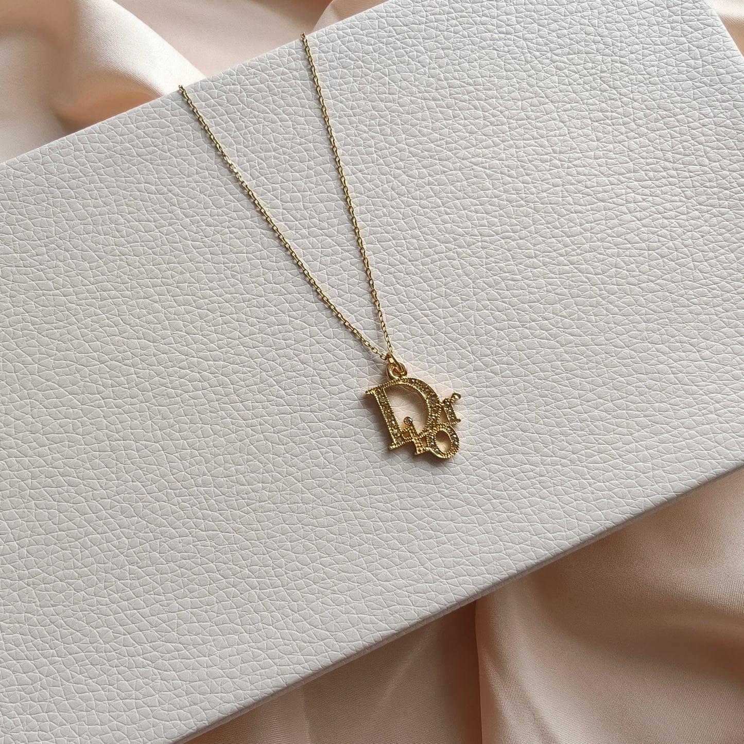 Vintage Dior Rhinestone Monogram Necklace (Redesigned)