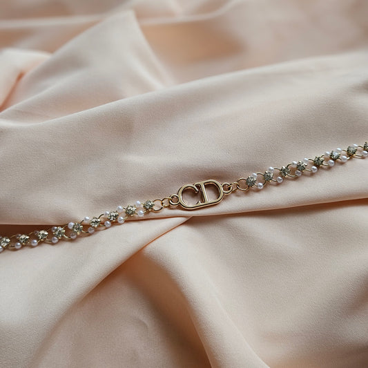 Dior Rhinestone Dainty Pearl Choker (Redesigned)