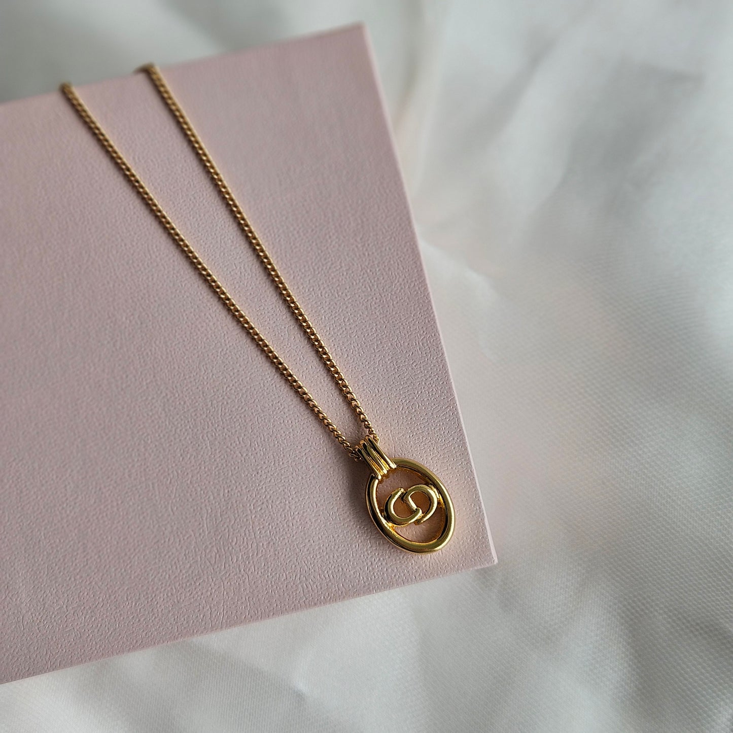 Dior Vintage Gold Oval Necklace (Original)