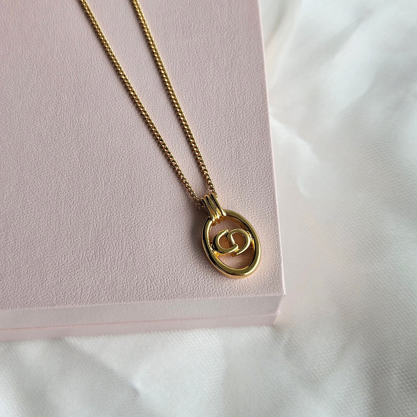 Dior Vintage Gold Oval Necklace (Original)