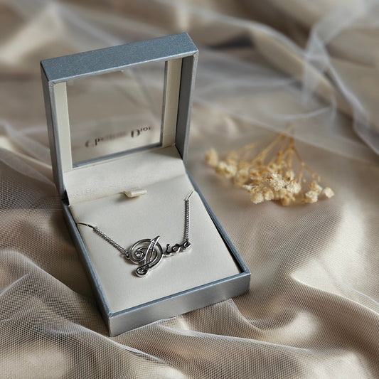 Dior Spellout Vintage Silver Necklace (Original with box)
