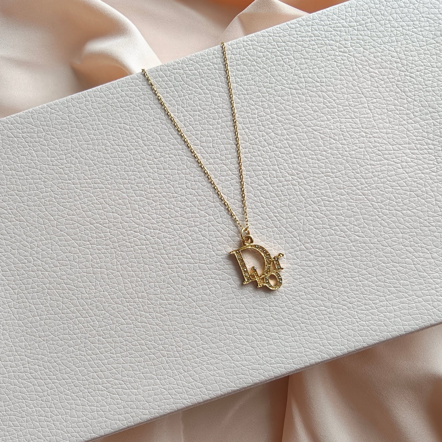Vintage Dior Rhinestone Monogram Necklace (Redesigned)
