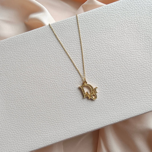 Vintage Dior Rhinestone Monogram Necklace (Redesigned)