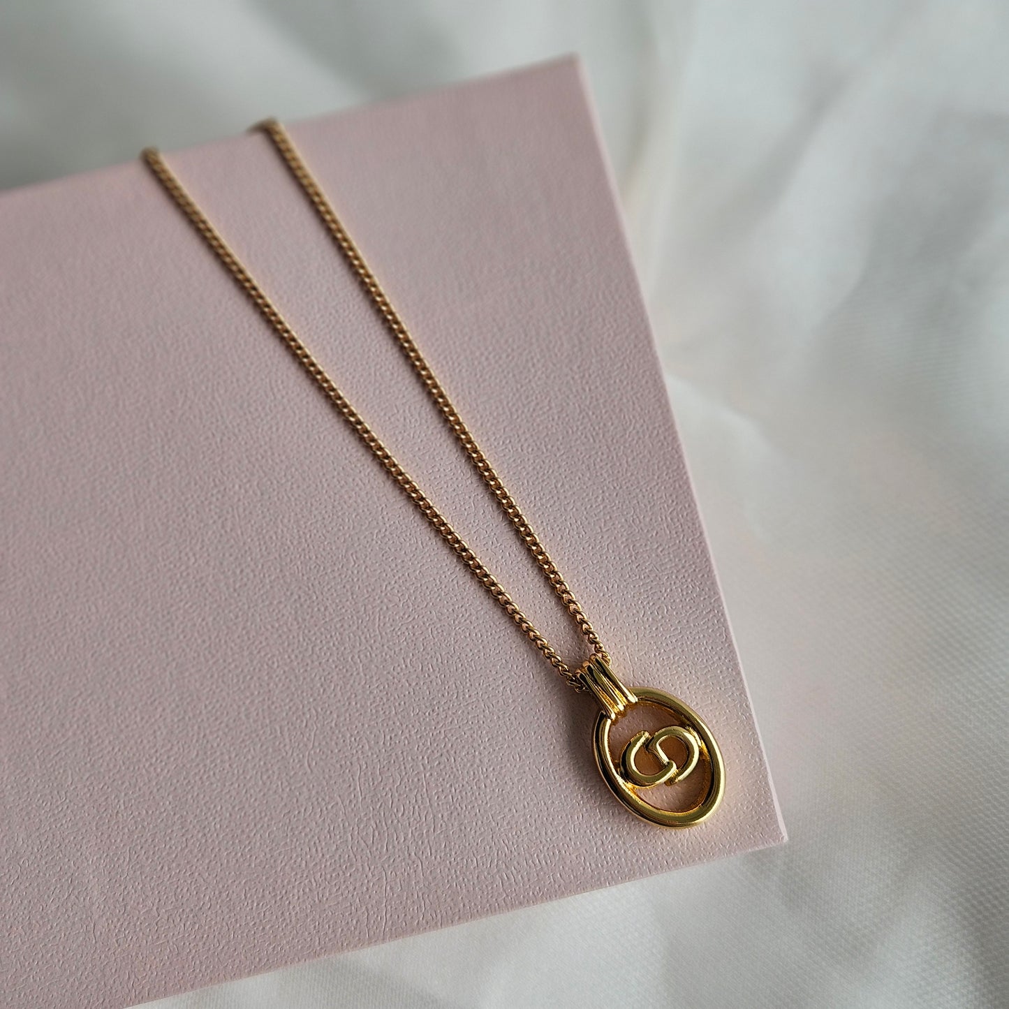 Dior Vintage Gold Oval Necklace (Original)