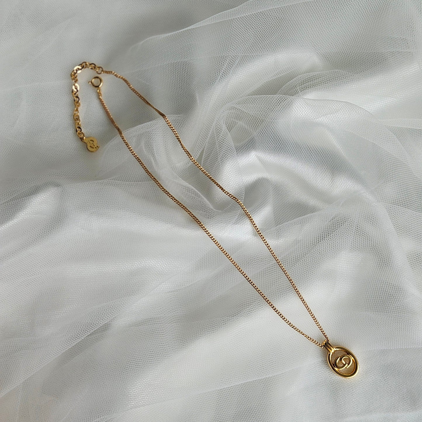 Dior Vintage Gold Oval Necklace (Original)