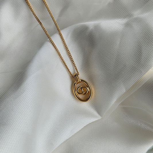 Dior Vintage Gold Oval Necklace (Original)