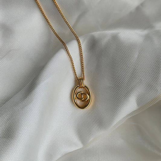 Dior Vintage Gold Oval Necklace (Original)