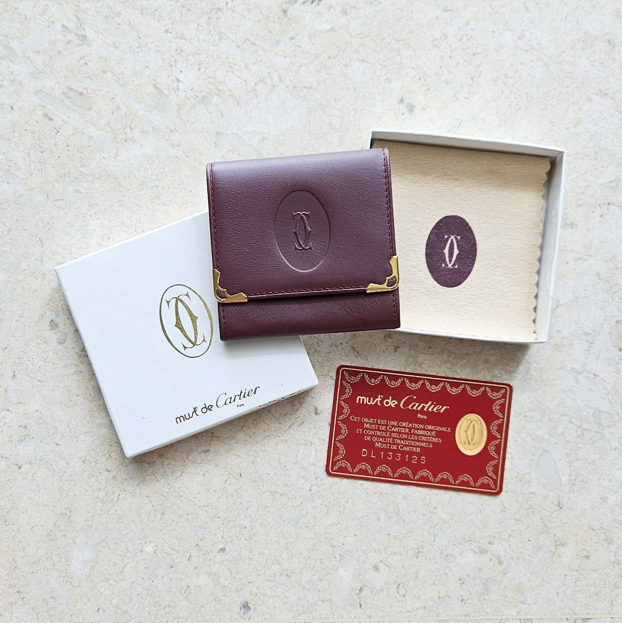 Cartier Coin Purse in Bordeaux Wine Red