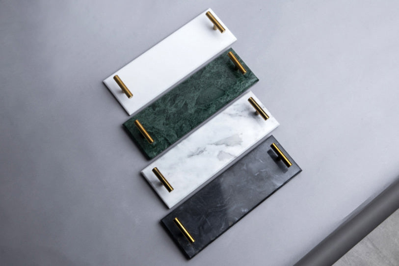 Marble Tray with Gold Handle