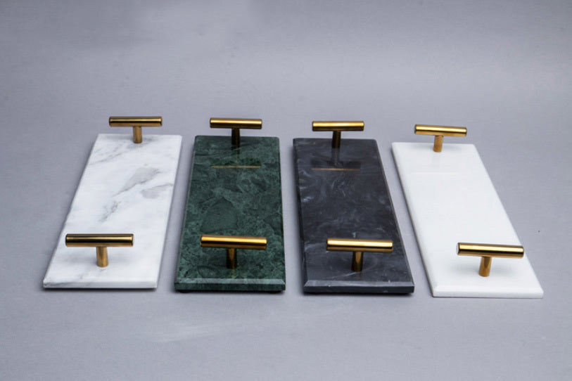 Marble Tray with Gold Handle