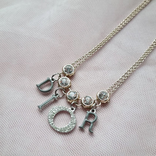 Dior Spellout Rhinestone Necklace