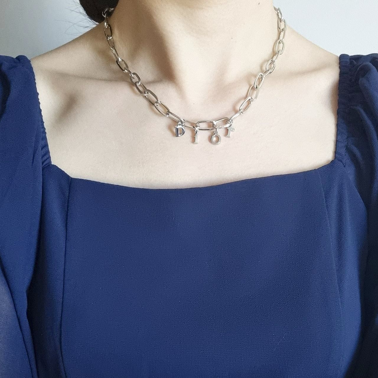 Dior Silver Spellout Necklace